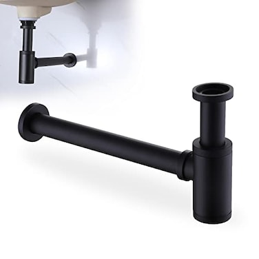 HAMOLER Round Bottle PTrap 1 14 Adjustable Bathroom Basin Sink Waste Trap Drain Kit Bathroom Bottle P Trap Waste Pipe Matte Black