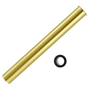 OPERMAXER Flanged Sink Tailpiece 114 in OD 12 inch Brass Extension Tube for Trap Drain Connections Siphon Immersion Pipe For Bathroom Under Sink Brushed Gold
