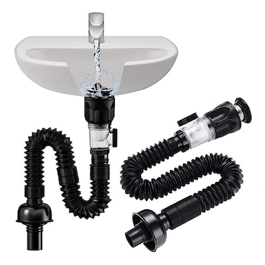 Tempsnow Bathroom Sink Drain Kit with Flexible Expandable PTrap Pipe AntiOdor Bathroom Sink Drain Pipe for 114 and 112 Hole