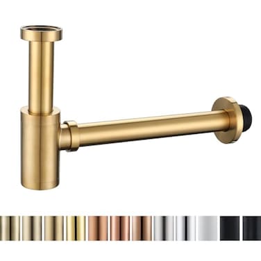 RANDOM Dark Gold Brass Contemporary Round Bottle P Trap 1 14Basin Sink Waste Drain P Trap Kit Champagne BronzeRD83888CB