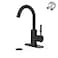 Phiestina Single Hole Matte Black SingleHandle HighArc Stainless Steel Faucet for PreKitchen SinkBar SinkBathroom Sink with 4 Inch Deck Plate and Supply Hoses Matte Black WE08EMB