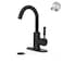 Phiestina Single Hole Matte Black SingleHandle HighArc Stainless Steel Faucet for PreKitchen SinkBar SinkBathroom Sink with 4 Inch Deck Plate and Supply Hoses Matte Black WE08EMB