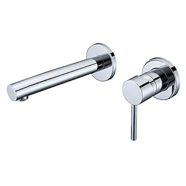 SUMERAIN Wall Mount Faucet for Bathroom Sink Modern Chrome Bathroom Faucet Single Handle with Brass Valve