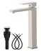 gotonovo Vessel Sink Faucet Single Handle Tall Bathroom Faucet One Hole Modern Lavatory Vanity Basin Mixer Tap Matching Supply Hoses and Pop up Drain Without Overflow Brushed Nickel