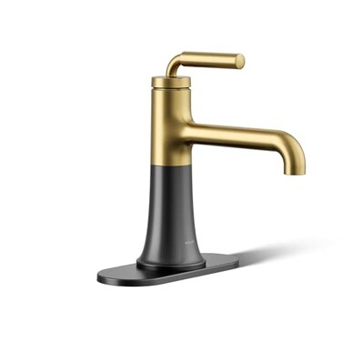 Kohler 274154BMB Tone SingleHandle Bathroom Sink Faucet 12 gpm Matte Black with Brushed Moderne Brass