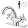 Aolemi Bathroom Sink Faucet Single Hole Cold and Hot Double Handle Cross Knobs Vanity Vessel Sink Basin Mixer Tap with Deck Cover Plate with Pop Up Drain Polish Chrome