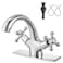 Aolemi Bathroom Sink Faucet Single Hole Cold and Hot Double Handle Cross Knobs Vanity Vessel Sink Basin Mixer Tap with Deck Cover Plate with Pop Up Drain Polish Chrome