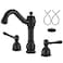 Aolemi 8 Inch Widespread Bathroom Sink Faucet 3 Hole Deck Mount Vanity Basin Mixer Tap with Pop Up Drain Assembly Matte Black Double Lever Handle