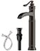 Homevacious Waterfall Vessel Sink Faucet Brass Single Handle 1 Hole Bathroom Sink Faucet with Pop Up Drain Without Overflow Oil Rubbed Bronze Tall Bathroom Faucets