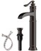 Homevacious Waterfall Vessel Sink Faucet Brass Single Handle 1 Hole Bathroom Sink Faucet with Pop Up Drain Without Overflow Oil Rubbed Bronze Tall Bathroom Faucets