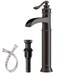 Homevacious Waterfall Vessel Sink Faucet Brass Single Handle 1 Hole Bathroom Sink Faucet with Pop Up Drain Without Overflow Oil Rubbed Bronze Tall Bathroom Faucets