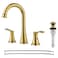 PARLOS Brushed Gold Widespread Double Handles Bathroom Faucet with Pop Up Drain and cUPC Faucet Supply Lines Demeter 1365108
