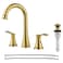 PARLOS Brushed Gold Widespread Double Handles Bathroom Faucet with Pop Up Drain and cUPC Faucet Supply Lines Demeter 1365108