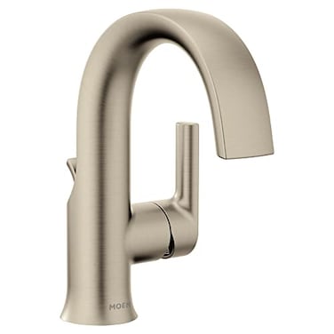 Moen Doux Brushed Nickel OneHandle High Arc Laminar Stream Bathroom Faucet Modern Bathroom Sink Faucet S6910BN