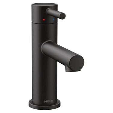 Moen Align Matte Black OneHandle Modern Bathroom Faucet with Drain Assembly and Optional Deckplate 6190BL