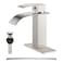 GENBONS Waterfall Single Handle Bathroom Vanity Sink Faucet with Metal Popup Drain Brushed Nickel Finish
