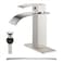 GENBONS Waterfall Single Handle Bathroom Vanity Sink Faucet with Metal Popup Drain Brushed Nickel Finish