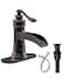 Homevacious Waterfall Bathroom Faucet Oil Rubbed Bronze Sink with Pop Up Drain Stopper Faucets Single Hole Rustic Vanity Farmhouse Overflow One Handle Bath Black Commercial Assembly by