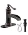 Homevacious Waterfall Bathroom Faucet Oil Rubbed Bronze Sink with Pop Up Drain Stopper Faucets Single Hole Rustic Vanity Farmhouse Overflow One Handle Bath Black Commercial Assembly by