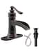 Homevacious Waterfall Bathroom Faucet Oil Rubbed Bronze Sink with Pop Up Drain Stopper Faucets Single Hole Rustic Vanity Farmhouse Overflow One Handle Bath Black Commercial Assembly by