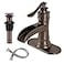 BWE Copper Bathroom Faucet Antique Brass Sink Vanity Basin Single Handle with Pop up Drain Assembly Waterfall Rose Mixer Tap One Hole Lever with Overflow Deck Mount Commercial