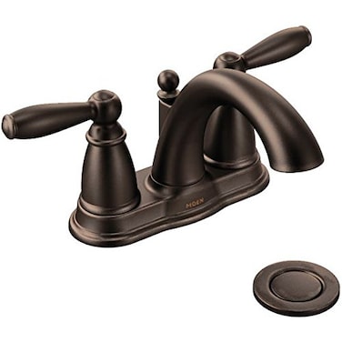 Moen Brantford OilRubbed Bronze TwoHandle LowArc Traditional Centerset Bathroom Faucet with Drain Assembly 6610ORB