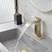 Bathfinesse Gold Bathroom Faucet Waterfall Single Hole Single Handle Modern Stainless Steel Faucet for Bathroom Sink with Pop Up Drain Assembly Deck Plate Lavatory Rv Vanity Mixer Tap Supply Hose