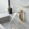 Bathfinesse Gold Bathroom Faucet Waterfall Single Hole Single Handle Modern Stainless Steel Faucet for Bathroom Sink with Pop Up Drain Assembly Deck Plate Lavatory Rv Vanity Mixer Tap Supply Hose