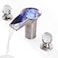 SKOWLL Waterfall Sink Faucet Bathroom 3 Hole Free Floating Crystal Ball Deck Mount LED Bathroom Faucet with 2 Handle Brushed Nickel