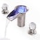 SKOWLL Waterfall Sink Faucet Bathroom 3 Hole Free Floating Crystal Ball Deck Mount LED Bathroom Faucet with 2 Handle Brushed Nickel