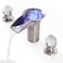 SKOWLL Waterfall Sink Faucet Bathroom 3 Hole Free Floating Crystal Ball Deck Mount LED Bathroom Faucet with 2 Handle Brushed Nickel