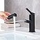 KAIYING Bathroom Sink Faucet with Pull Out Sprayer Single Handle Basin Mixer Tap for Hot and Cold Water Lavatory Pull Down Sink Faucet with Rotating Spout Regular Black