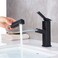 KAIYING Bathroom Sink Faucet with Pull Out Sprayer Single Handle Basin Mixer Tap for Hot and Cold Water Lavatory Pull Down Sink Faucet with Rotating Spout Regular Black