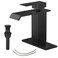 BATHLAVISH Matte Black Bathroom Sink Faucet Solid Brass Waterfall Single Hole with Pop Up Drain with Overflow Matt Modern Single Handle Vanity tap Lavatory Sink 1 or 3 Hole Deck Mount