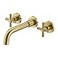sumerain Brushed Brass Wall Mount Bathroom Faucet Two Cross Handles and Roughin Valve IncludedSUMERAIN