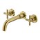 sumerain Brushed Brass Wall Mount Bathroom Faucet Two Cross Handles and Roughin Valve IncludedSUMERAIN