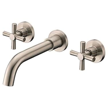 sumerain Wall Mount Bathroom Faucet NickelCross Handles and Roughin Valve Included