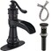 BATHFINESSE Oil Rubbed Bronze Deck Mounted SingleHandle Lavatory Faucet with Pop Up Drain Stopper and Overflow Ideal for Sink and Bathroom