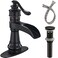 BATHFINESSE Oil Rubbed Bronze Deck Mounted SingleHandle Lavatory Faucet with Pop Up Drain Stopper and Overflow Ideal for Sink and Bathroom