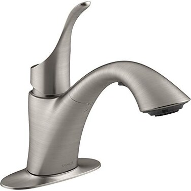 KOHLER K22035VS Simplice Laundry Sink Faucet Single Handle PullOut 2Function Spray Head 3Hole Install Utility Sink Faucet in Vibrant Stainless Finish