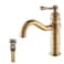 GGStudy Bathroom Vanity Faucet Single Handle One Hole Bathroom Sink Faucet Basin Mixer Tap Antique Brass Supply Hose Include