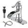 BWE Chrome Waterfall Bathroom Faucet Single Handle One Hole Sink Faucet with Pop Up Drain and Water Supply Line for Vanity Basin Solid Brass Construction