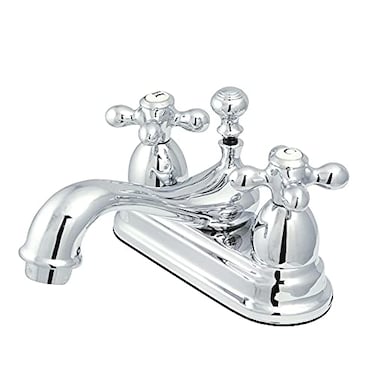 Kingston Brass KS3601AX Restoration 4Inch Centerset Lavatory Faucet with Metal Cross Handle Polished Chrome