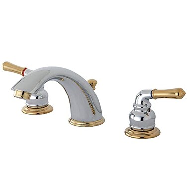 Kingston Brass KB964 Magellan Widespread Bathroom Faucet with Retail PopUp Polished ChromePolished Brass
