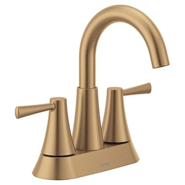 Moen Ronan Bronzed Gold TwoHandle 4 Centerset Modern Bathroom Faucet with PushDown Drain 84022BZG