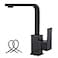 WOWOW Single Hole Bar Faucet Black Prep Sink Faucet Single Handle Mini Bar Tap with Water Supply Hose Universal High Arc Modern Small Kitchen Taps Stainless Steel