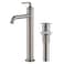 KRAUS Ramus Single Handle Vessel Sink Bathroom Faucet with PopUp Drain in Spot Free Stainless Steel KVF1220SFS