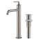 KRAUS Ramus Single Handle Vessel Sink Bathroom Faucet with PopUp Drain in Spot Free Stainless Steel KVF1220SFS