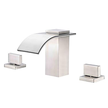 sumerain Waterfall Widespread Bathroom Faucet Brushed Nickel 3 Hole 8 Inch Vanity Faucet