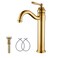 GGStudy Tall Body Single Handle One Hole Bathroom Vessel Sink Faucets Gold Finish with Pop Up Drian Without Overflow